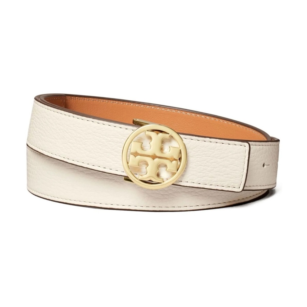 Tory Burch Ivory Belt with Gold Emblem Size L